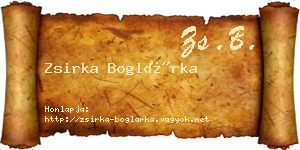 Zsirka Boglárka névjegykártya